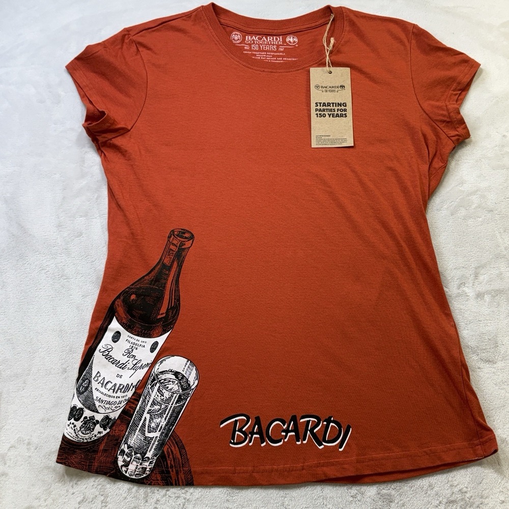 Bacardi 150 Years Women's LG Graphic T Shirt NWT Rum Promo 2012 Red